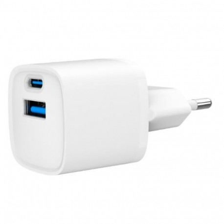 Minilaadija USB-A USB-C 20W PD QC3.0 valge
