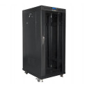Standing rack cabinet 19 inches 27U 800x1200 black LCD glass door FLAT PACK