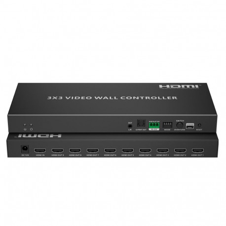 PremiumCord HDMI 1 input - 9 monitor wall, Video Wall controller, 9 display modes