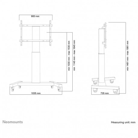 "NEOMOUNTS TV/Monitor Mobiler Elektrischer FloorStand Rollwagen 106-254cm 42-100Zoll max 130kg VESA