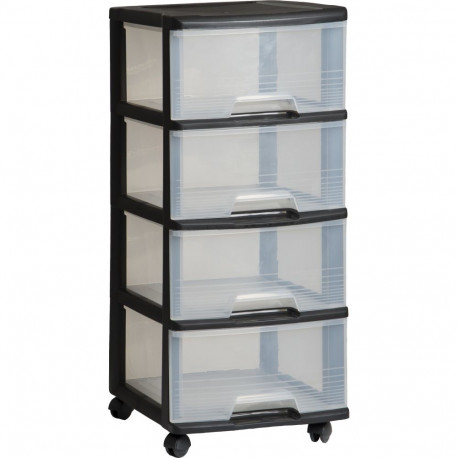 Curver sahtlisüsteem 4 sahtliga 20L 37x39x80,5 cm must/läbipaistev 0806771146
