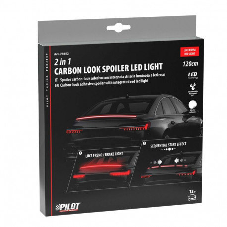 Karboon kleebis spoilerile LED-tulega 120 cm 12V punane