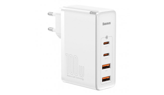 Baseus GaN CCGAN2P-L02 Tīkla Lādētājs 2 x USB / 2 x USB-C / 100W / 5A balts