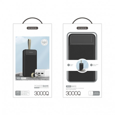SENDEM PK93 akupank 30000 mAh | 2.4A | LED | must