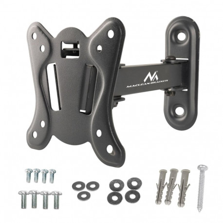 Maclean MC-416 TV Monitor Wall Mount 13"-32" 30kg Tilt Rotate max. VESA 100x100 Black Powder Coating