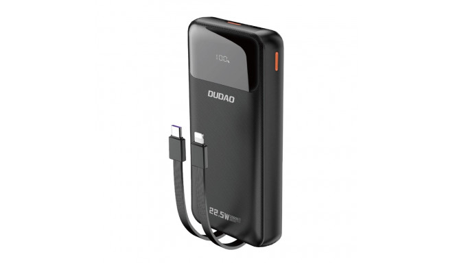 Dudao K15Pro Power Bank 20000mAh 22.5W PD USB-C / USB-A / Built-in Lightning and USB-C Cables - Blac