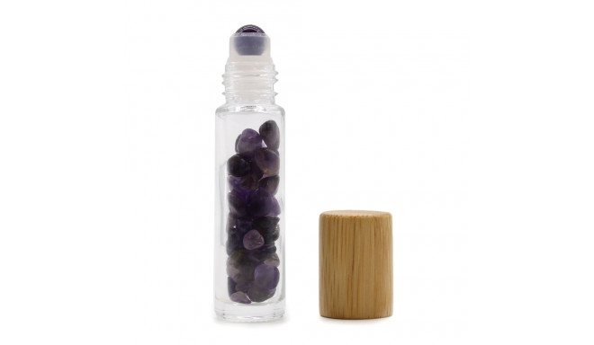 Ancient Wisdom Roller Bottle With Amethyst Crystals - Wooden Cap