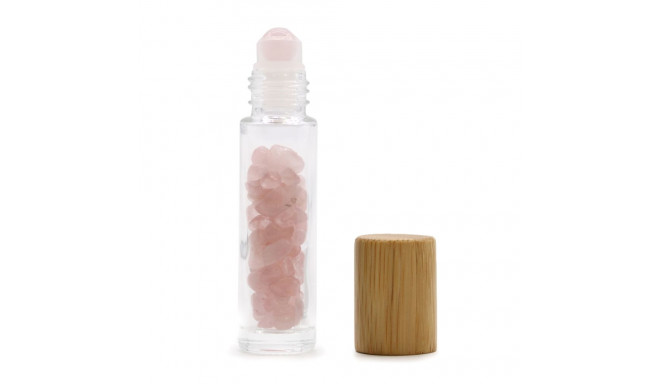 Ancient Wisdom Roller Bottle With Rose Quartz Crystals - Wooden Cap