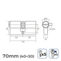 Cylinder EDM r15 European Long camlock Silver nickel (70 mm)