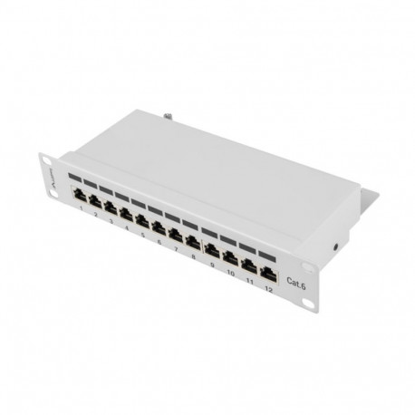 Lanberg patch-paneel 12-port 1U 10" CAT.6 FTP kaablihalduriga, varjestatud, hall