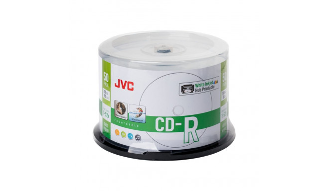 JVC CD-R 700MB 52X INKJET WHITE PRINTABLE WATERPROOF PHOTO GLOSSY CAKE*50 701715JCK0020