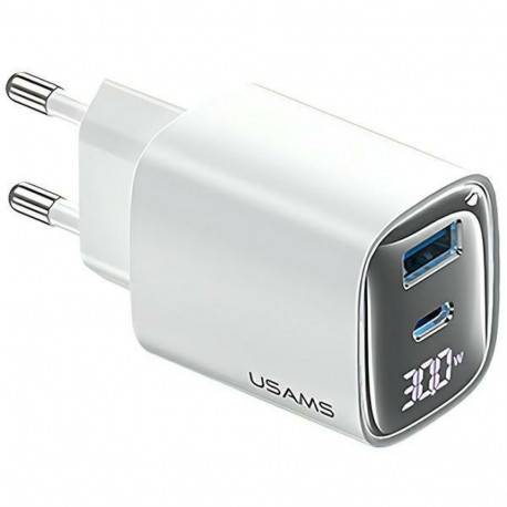 Laadija 30W GaN LED USB+USB-C CC229 valge