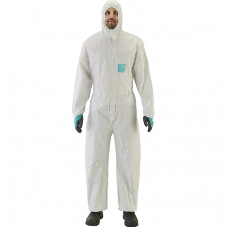 Disposable coverall Type 5/6 Ansell Alphatec 2000 Comfort, white, beathable full back, size L