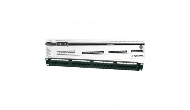 DIGITUS Patch Panel 19inch 24Port Cat5e STP unshielded installation about LSA black RAL9005 without 