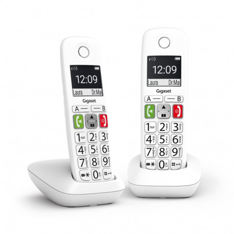 Wireless Phone - Gigaset E290 Duo Large Buttons, 150 Phonebook Entries, White