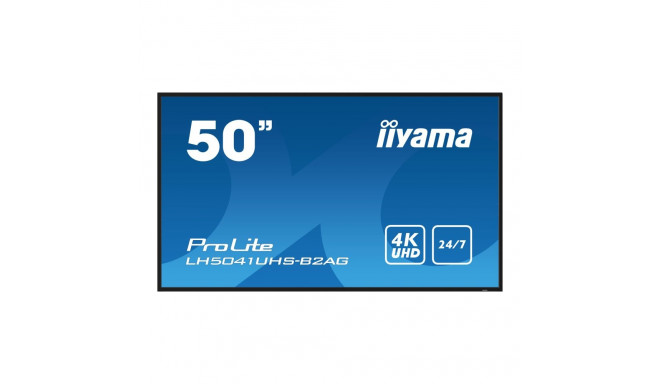 IIYAMA LH5041UHS-B2AG 50-tolline 3840x2160 UHD VA paneel 500cd/m2 5000:1 staatiline kontrast 9,5 ms 
