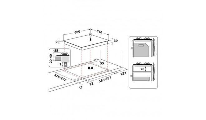 Whirlpool GMT 6422 OW White Built-in 60 cm Gas 4 zone(s)