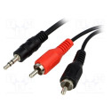 Kaabel Jack 3.5mm pistik, RCA pistik x2 1.5m must