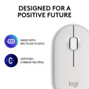 Logitech Pebble 2 M350s Wireless Mouse, RF Wireless + Bluetooth, 4000 DPI, Tonal White
