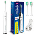 Promedix sonic toothbrush, white color, 5 modes, timer, level indicator battery, 2 tips and USB cabl