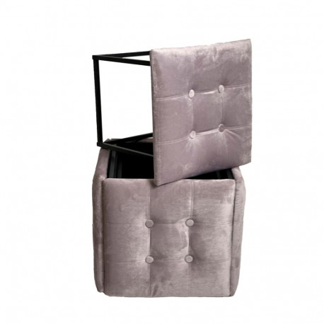 Puff-trafo 5in1 - 5 taburetti ühes tumba, puuderroosa samet 2269