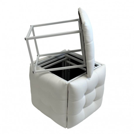 Puff-trafo 5in1 - 5 taburetti ühes valgest ökonahast tumbas