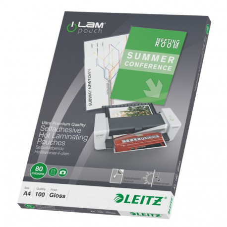 Lamineerimiskile kleebitava seljaga A4 80mic läikiv (pakis 100 kile) A4 2x80 Micron Gloss