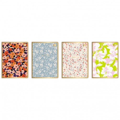 Kaustik A5 60 lehte, 70g, 5x5ruutu, Metallic Floral assortii, Interdruk