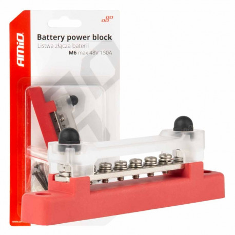 pluss jaotusklemm bus bar m6 12v - 48v 150a amio-03810