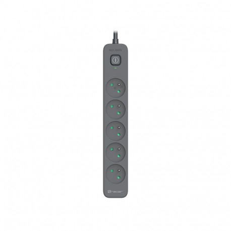 TRACER Power Line+ 5,0 m grafiit ülepinge kaitsega pikendusjuhe (5 pistikupesa)