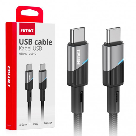 usb-c – usb-c 60w 200cm laadimiskaabel fulllink amio-03927