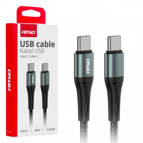 Kabel do ładowania usb-c - usb-c 60W 100cm fulllink amio-03914