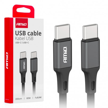 usb-c – usb-c 60w 200cm laadimiskaabel fulllink amio-03903