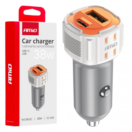 autolaadija usb-a+ usb-c 38W amio-03883