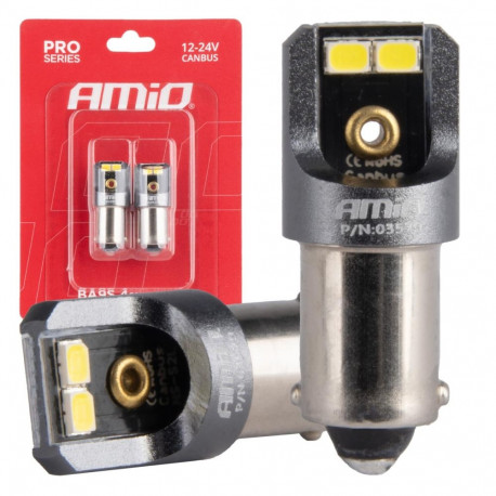 AMiO LED-pirnid CANBUS PRO T4W BA9S 4x2016 SMD 12V 24V AMiO-03579, valged