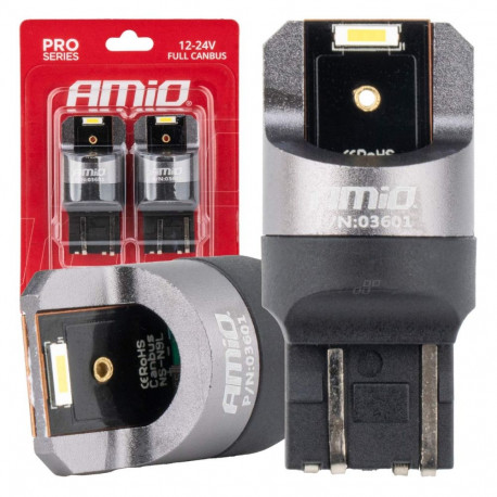 AMIO LED-pirnid full canbus pro W21/5W 2x1860 SMD 12V 24V AMIO-03601, valged