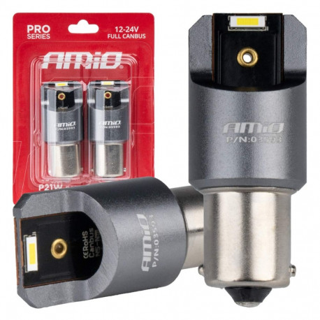 led täis canbus pro ba15s p21w 2x1860smd valged 12v 24v amio-03593 pirnid
