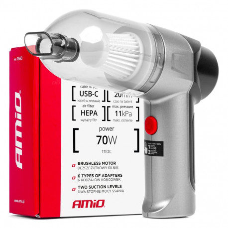 Juhtmevaba harjadeta HEPA auto tolmuimeja 70W 4000mAh AMIO-03693