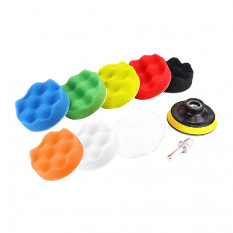 Poleerimiskäsnade komplekt 8 tk + 80 mm ketas + adapter m14 amio-03699