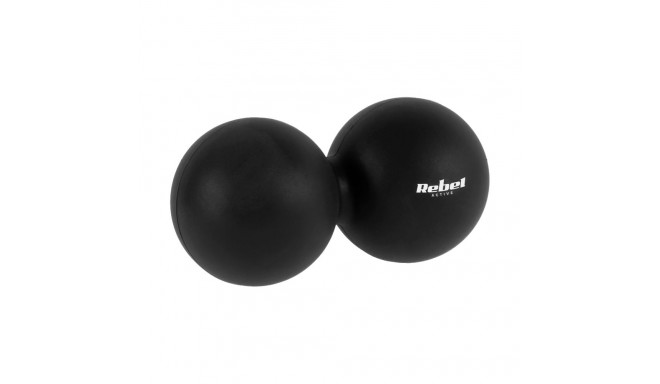 Duoball topelt massaažipall 6,2 cm, must, silikoon, REBEL ACTIVE