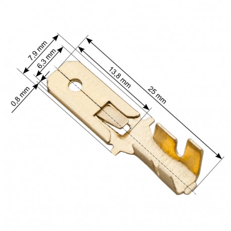 43-102# Konektor nieizolowany płaski męski 6,3/0,8_ 100szt.