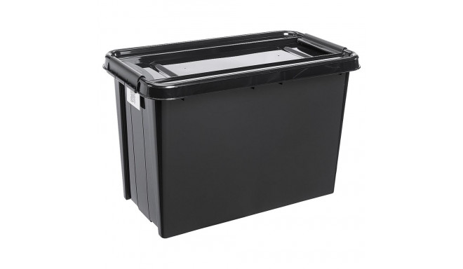 Pojemnik z pokrywą PlastTeam ProBox Recycle QR 70L czarny