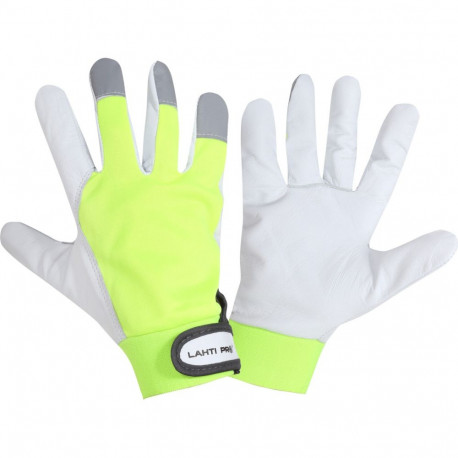 Rękawice ze skóry koz. żółte l272309p, karta, "9", ce,lahti