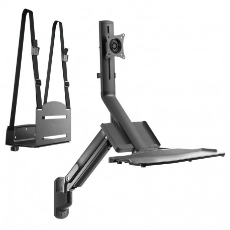 Maclean istumis- ja seisev tööjaam MC-838 CPU-hoidikuga klaviatuurialusega monitorihoidik 17"-32" 9k