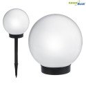 Solarna lampa wolnostojąca ogrodowa GreenBlue, kula 20x20x53cm, bialy LED, GB123