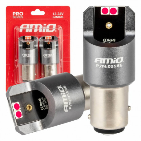 led canbus pro bay15d p21/5w 4x3030 smd punased 12v 24v amio-03586 pirnid