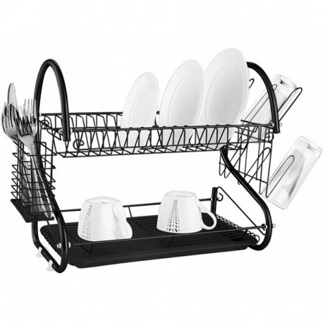 AG373E kahe tasandiga nõudekuivatusrest must