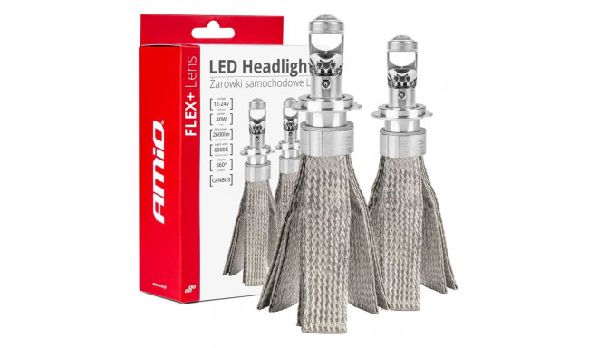 żarówki led seria flex+ h7 soczewka 12v 24v 6000k canbus amio-03660