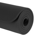 Mata gimnastyczna do ćwiczeń joga, pilates, fitness, 183x61cm, grubość 1cm, materiał NBR, czarna, RE