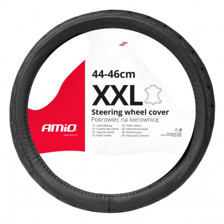 Pikitud nahast kate auto roolile xxl 44-46cm swc-51-xxl amio-03564